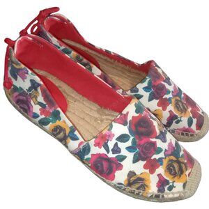 Vera Bradley Havana Rose White Laceback Espadrilles Flats Women's Size 8